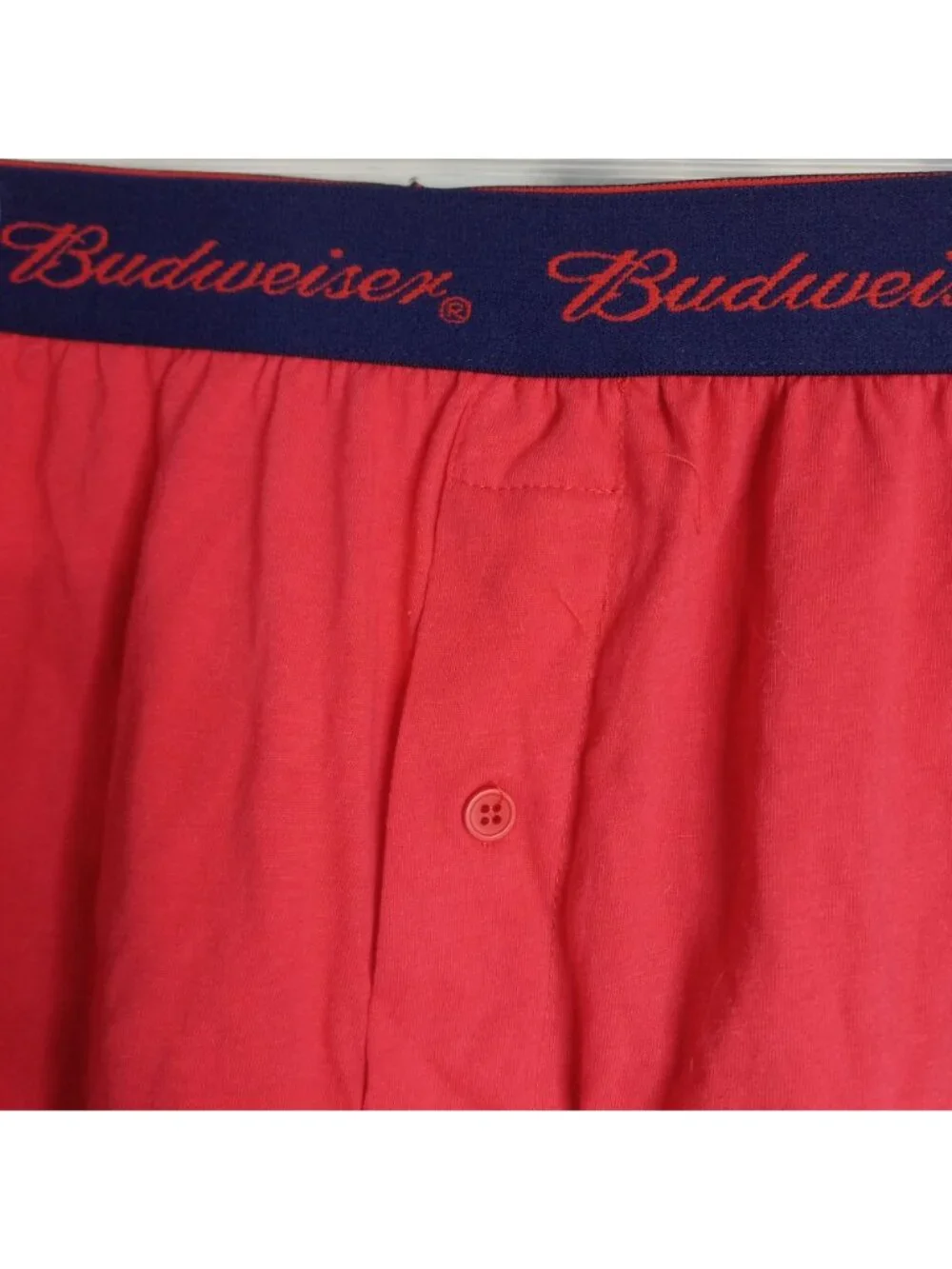 Budweiser Size M 32 34 Boxer Shorts Mens Red Sleepwear Button Fly Cotton NEW